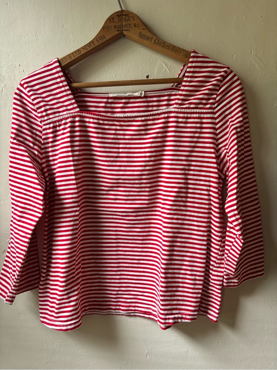 Ellison Tops - Ellison Striped Shirt Boatneck Red Nautical French Girl Summer Top EXC Large
